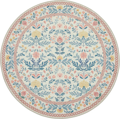 Pink Round 6ft Area Rugs for Bedroom, Washable Boho Circle Carpet