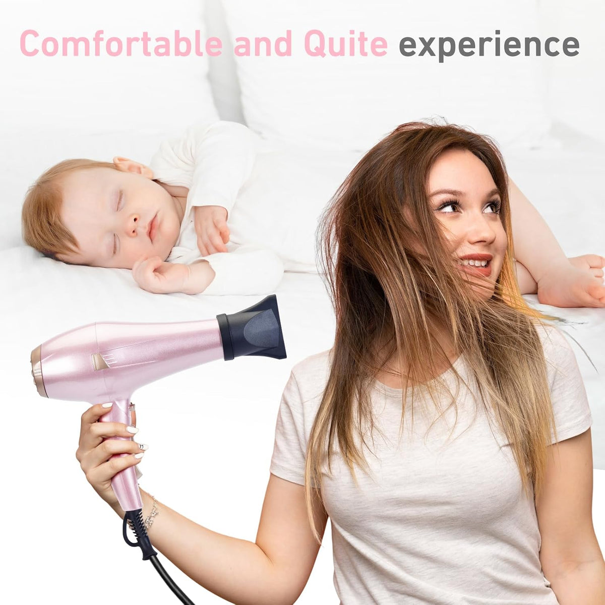 Hair Dryer, Professional Ionic Salon Blow Dryer with Diffuser for Women and Men, 5X Fast Drying, Powerful and Quiet Hair Blow Dryer for Fast & Easy Styling (1875 Watts)