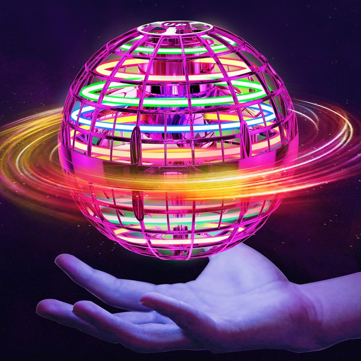 Ivtivfu Flying Orb Ball (Pink, 2026 Upgraded) with Dazzling Lights, Magic Hover Spinner, Boomerang Drone, Floating Cosmic Globe, Kids Outdoor Toys for 6 7 8 9 10 Year Old Boys Girls