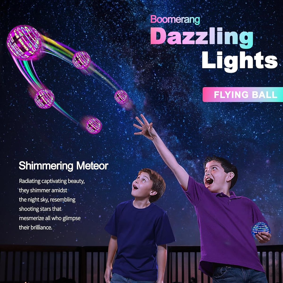 Ivtivfu Flying Orb Ball (Pink, 2026 Upgraded) with Dazzling Lights, Magic Hover Spinner, Boomerang Drone, Floating Cosmic Globe, Kids Outdoor Toys for 6 7 8 9 10 Year Old Boys Girls