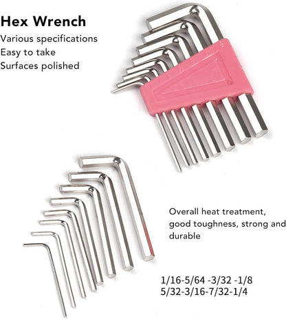 39 Piece Household Tool Kit for Maintenance and Repair - Pink and Black Hand Tool Set Including Claw Hammer Screwdriver Hex Wrench Pliers Tape Measure and Utility Knife with