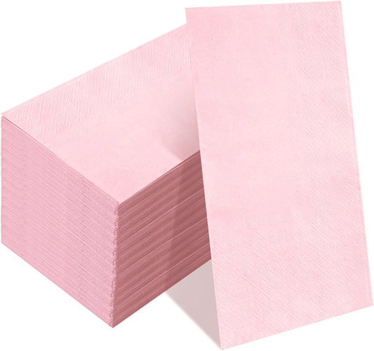 HEIPINIUYE 50 Pieces Light Pink Napkin Disposable Guest Napkins Beverage Napkins Paper Hand Towels for Bathroom Wedding Birthday Baby Shower Dinner Napkin