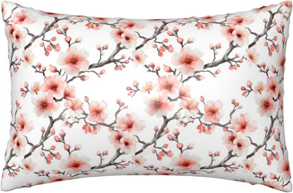 Pink Peach Blossom Print Satin Pillowcase for Hair＆Skin, 20x30 Inches Satin Pillowcase with Zipper, Similar to Silk Pillow Cases, Pillow Cases Queen Throw Pillow Covers