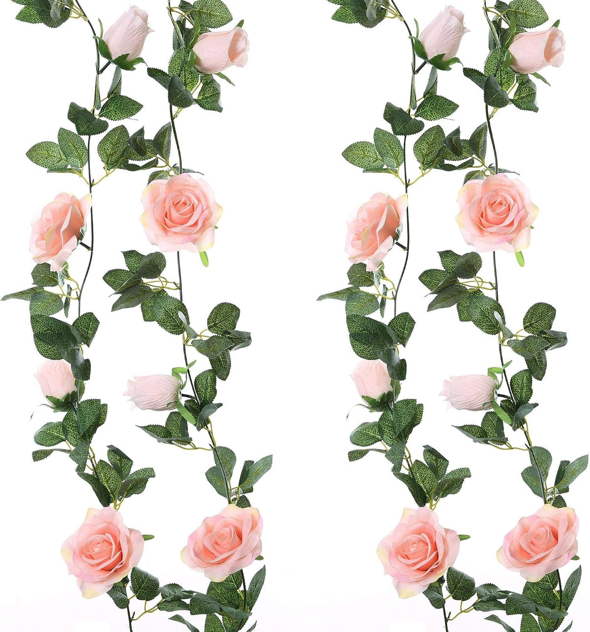2 Pack Pink Flower Garland Each 6.5FT Artificial Rose Vines