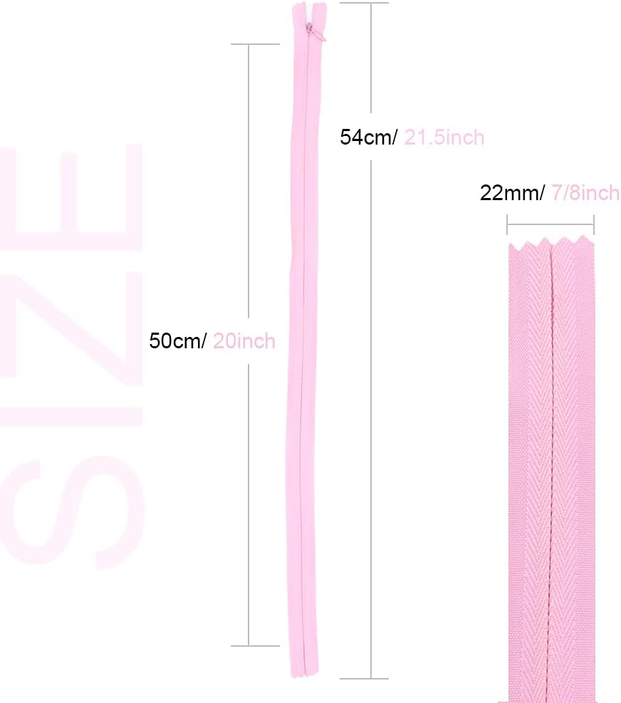 45pcs 21.5 Inch Nylon Invisible Zippers for Tailor Sewer Sewing Craft Crafter's Special (Pink)