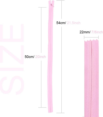 45pcs 21.5 Inch Nylon Invisible Zippers for Tailor Sewer Sewing Craft Crafter's Special (Pink)