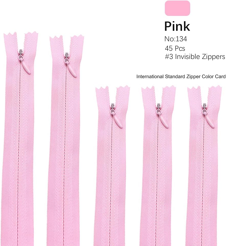 45pcs 21.5 Inch Nylon Invisible Zippers for Tailor Sewer Sewing Craft Crafter's Special (Pink)