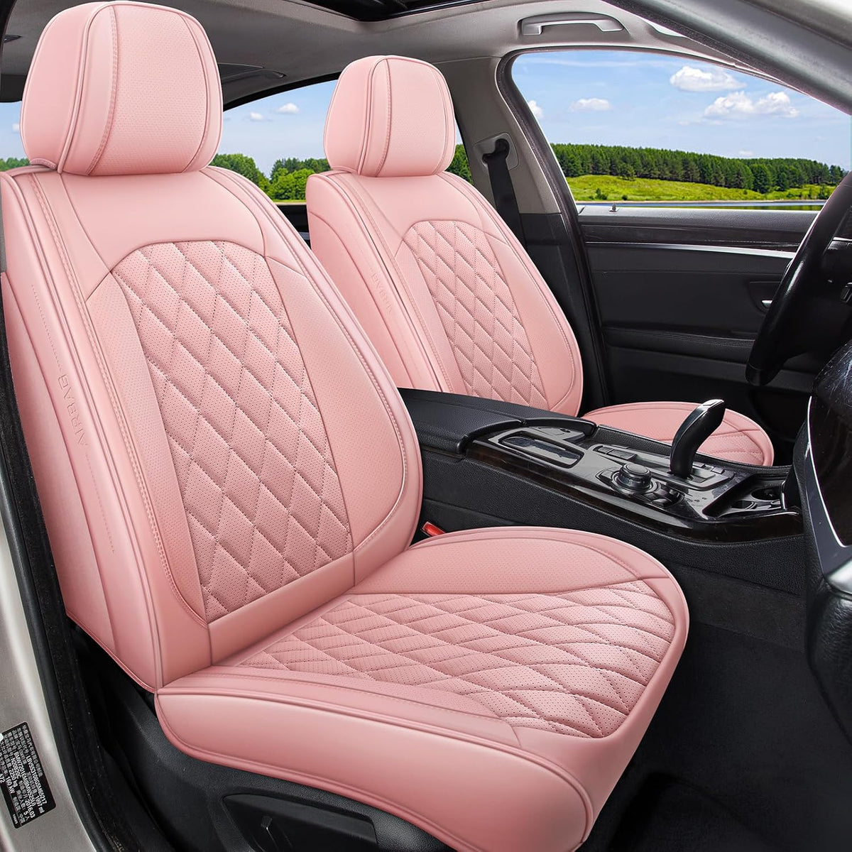 Pink Car Seat Covers Full Set Waterproof Universal 5 Seats