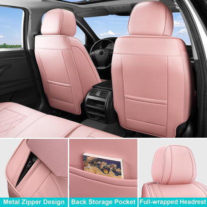 Pink Car Seat Covers Full Set Waterproof Universal 5 Seats