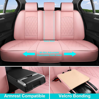 Pink Car Seat Covers Full Set Waterproof Universal 5 Seats
