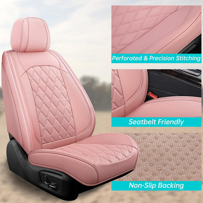 Pink Car Seat Covers Full Set Waterproof Universal 5 Seats