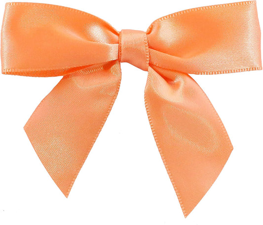 5171-06203-2X1 Satin Twist Tie Bows - Small Bows, 5/8 Inch X 100 Pieces, Peach