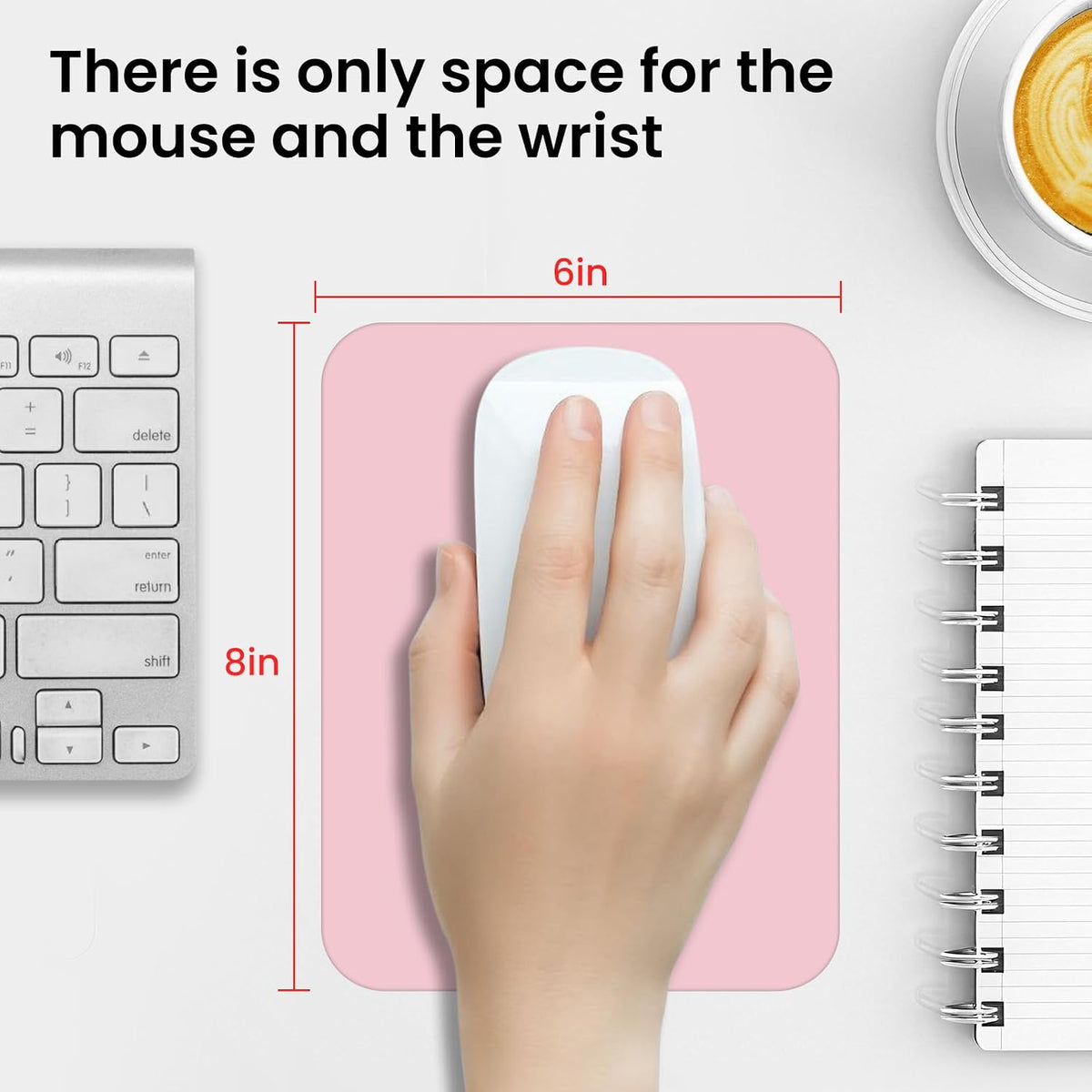 Small Mouse Pad 6 x 8 Inch, Horizontal and Vertical Flexible use. Great for Traveling, Wireless laptops, Keyboard Trays, Offices, etc. (Pink)
