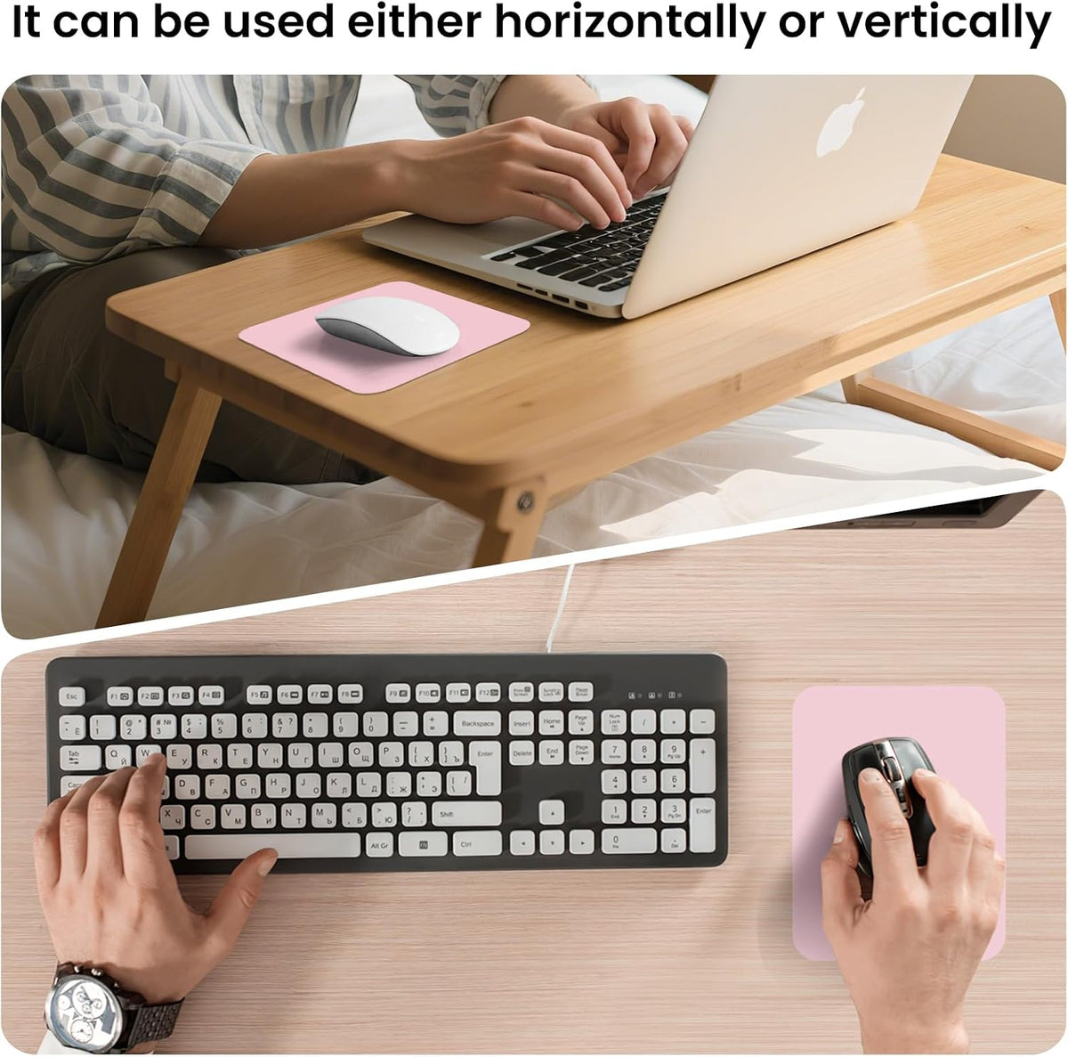 Small Mouse Pad 6 x 8 Inch, Horizontal and Vertical Flexible use. Great for Traveling, Wireless laptops, Keyboard Trays, Offices, etc. (Pink)