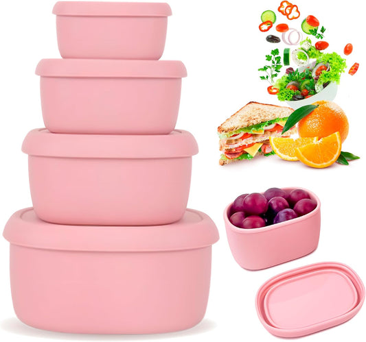 Silicone Food Storage Container Bento Box 4 Pcs (30oz 20oz 10oz 6.7oz)