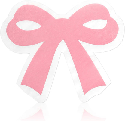 Bow Napkins, Pink Bow Party Napkins for Birthday Baby Shower Dinner Dessert, Cute, 6.4 x 5.3 Inches, 40 Count