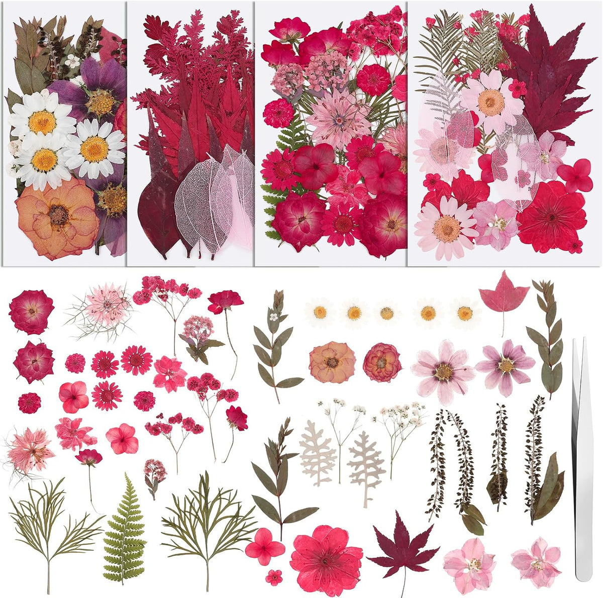 100 Pcs Real Natural Dried Pressed Flowers Pink