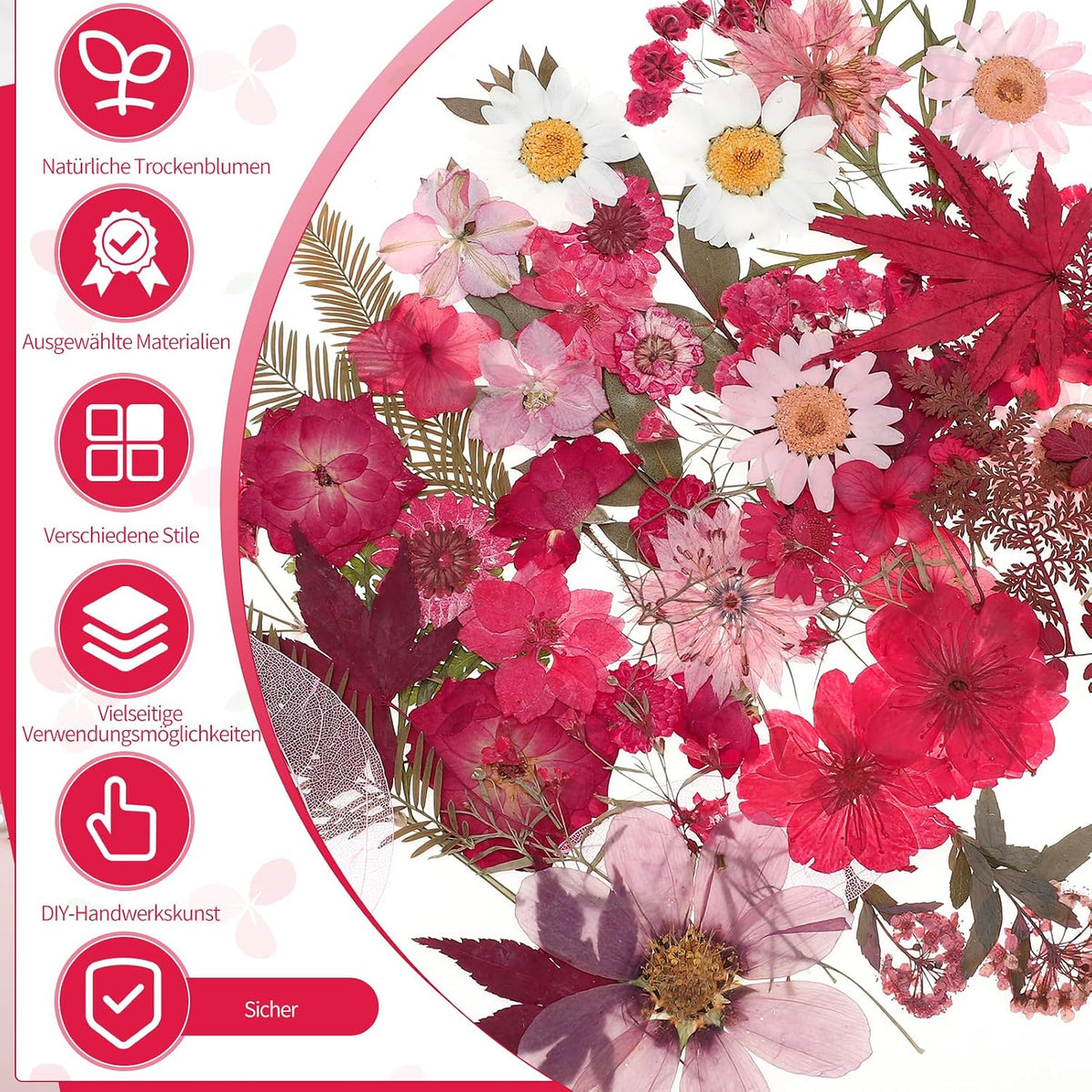 100 Pcs Real Natural Dried Pressed Flowers Pink