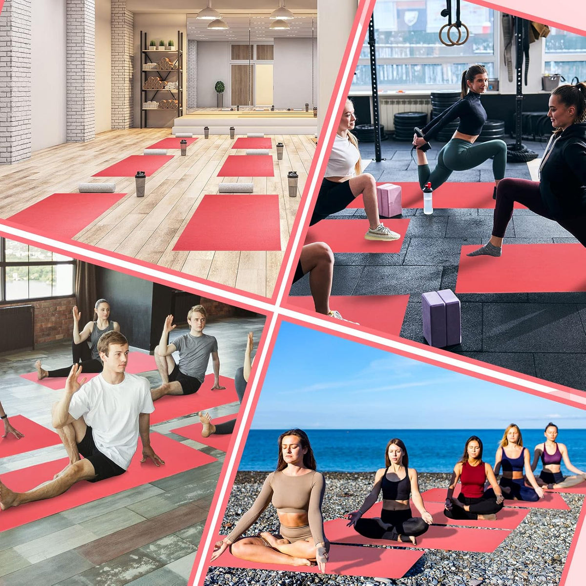 12 Pieces Yoga Mats Bulk 68x24x0.12 Inch Exercise Non Slip Fitness Workout Mats for Women Men Home Workout Gym Yoga