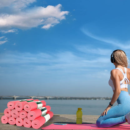 12 Pieces Yoga Mats Bulk 68x24x0.12 Inch Exercise Non Slip Fitness Workout Mats for Women Men Home Workout Gym Yoga