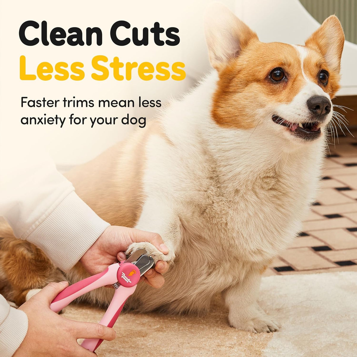 LED Dog Nail Clippers with Light, Pet Nail Trimmer (Pink)
