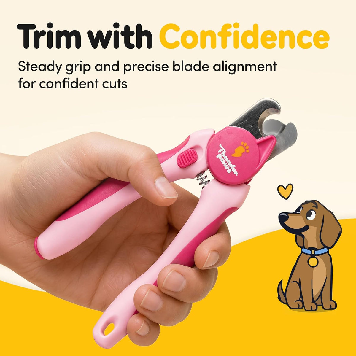 LED Dog Nail Clippers with Light, Pet Nail Trimmer (Pink)