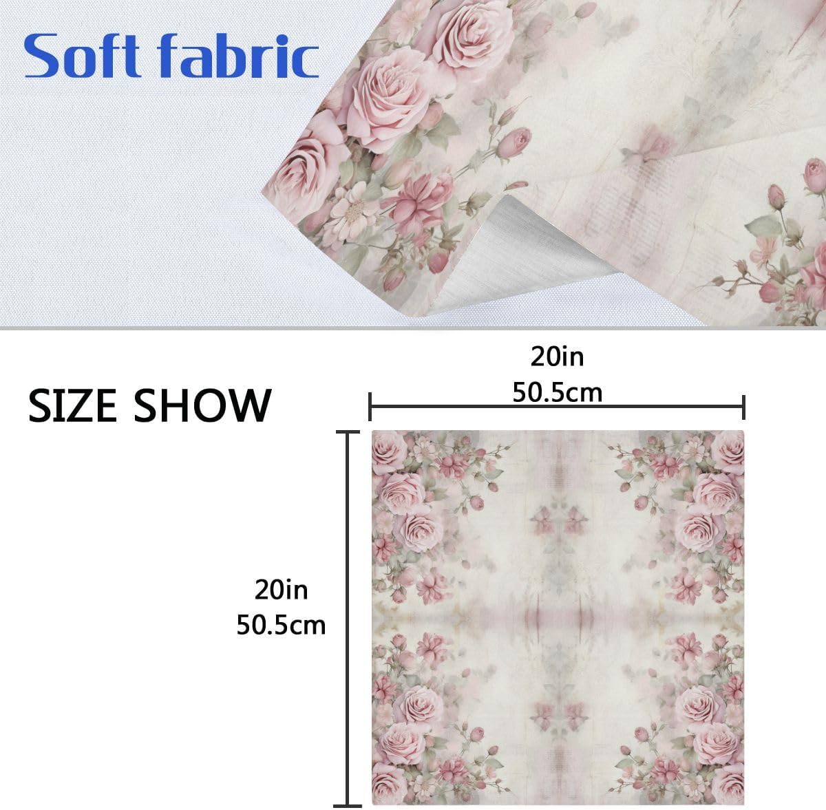 ALAZA Pink Rose Flowers (2) Cloth Napkins Dinner Napkins 1 Piece,Reusable Table Napkins Washable Polyester Fabric for Cocktail Party Holiday Wedding Home Decorative