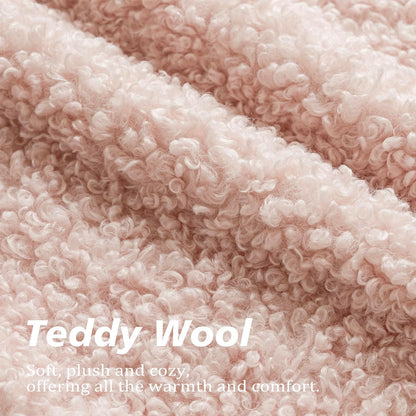 Set of 2 Curly Teddy Wool Pillow Covers Decorative Boucle Textured Lumbar Throw Pillow Faux Fur Sherpa Pillowcases Sheepskin Fuzzy Cushion Case for Sofa Bedroom Car 12"x20" Light Pink