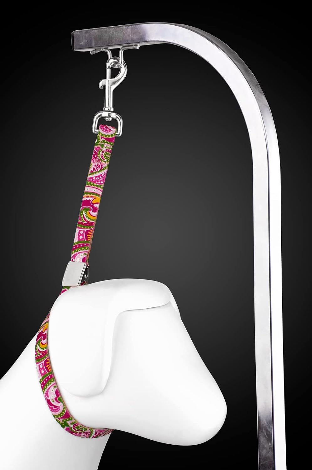 Country Brook Petz Dog & Pet 5/8 Inch Grooming Loop with Spring Loaded Clip - 18 Unique Designs for Grooming and Vet Tables (Pink Paisley)