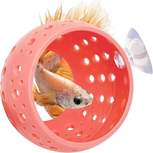 Fhiny Betta Tunnel, Aquarium Betta Fish Hideout with Suction Cup Fish Tank Tunnel Shrimp Cave Aquarium Decor Fish Tank Accessories for Small Fish Shrimp Betta Guppy Hiding Resting (Orange)