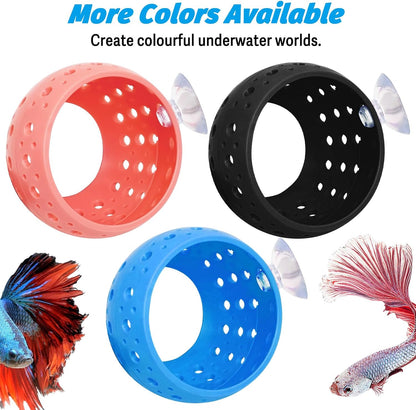 Fhiny Betta Tunnel, Aquarium Betta Fish Hideout with Suction Cup Fish Tank Tunnel Shrimp Cave Aquarium Decor Fish Tank Accessories for Small Fish Shrimp Betta Guppy Hiding Resting (Orange)