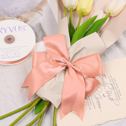 Peach Satin Ribbon, Double Faced 2 Inch X 25 Yards Peach Ribbon, Premium Satin Ribbons for Gift Wrapping, Crafts, Hair Bow Making, Sewing, Flower Bouquet, Wedding Party Decor