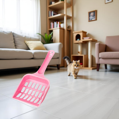 Pink Cat Litter Scoop,Tray with Handle Compact Solid Color Cat Litter Sifter Coffee One Size