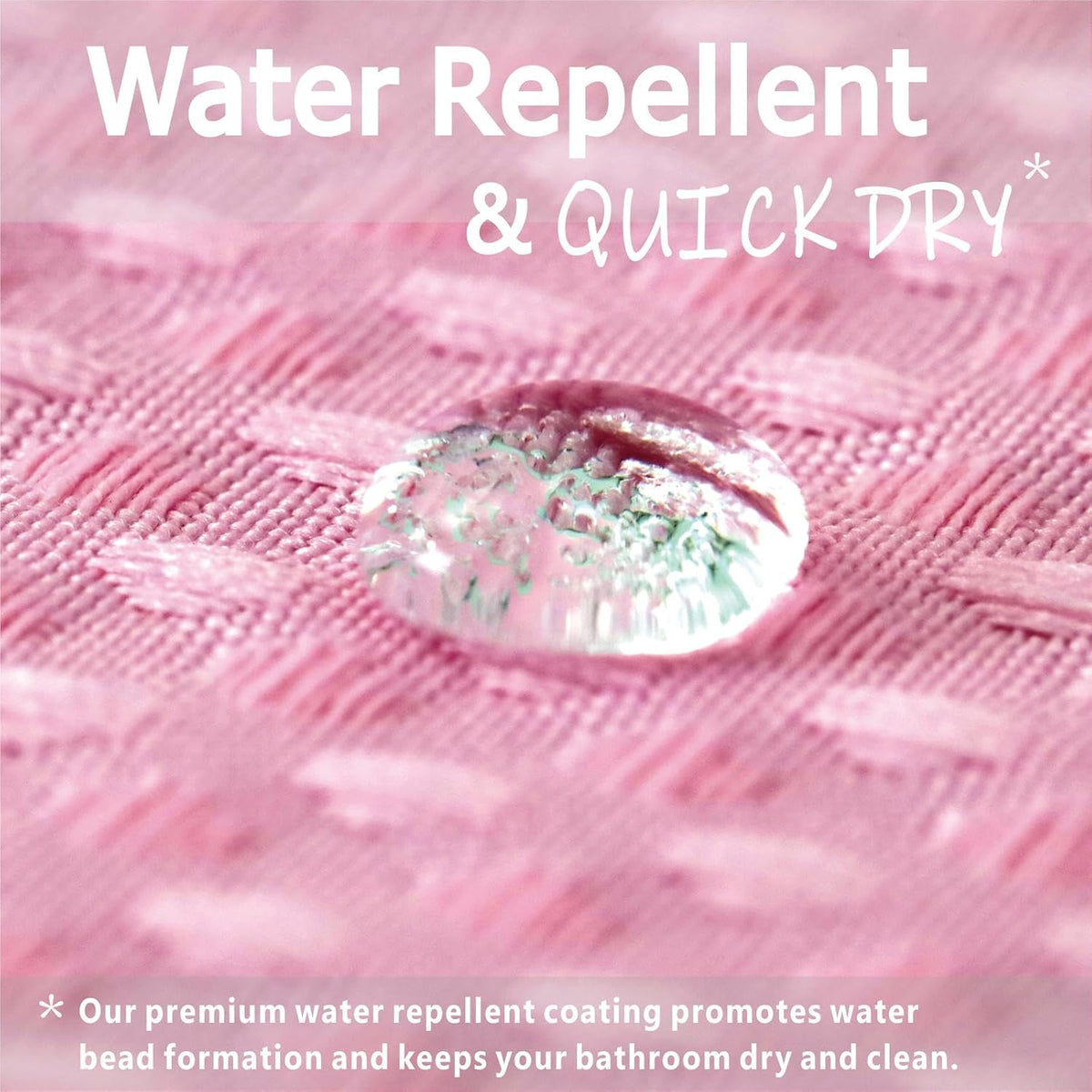 Pink Shower Curtain for Bathroom: Water Repellent Heavy Duty - 72"Lx72"W
