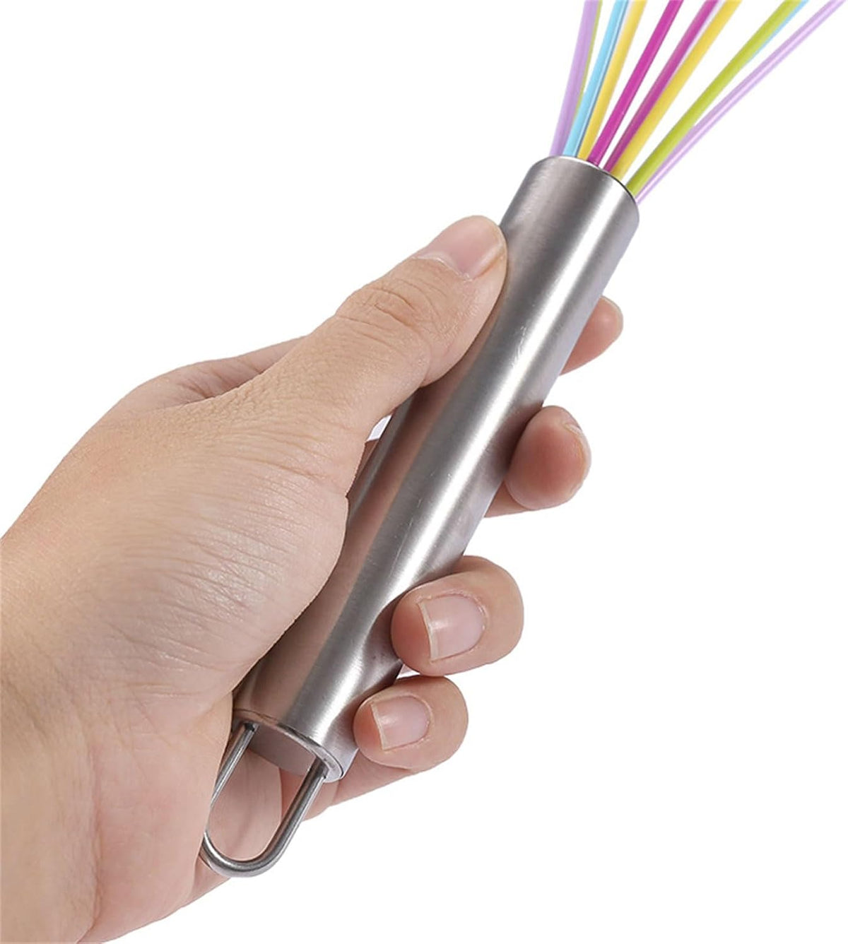 Manual Silicone Whisk Manual Eggs Beater Durable Kitchen Pastry Tools Cake Baking Utensil Mixer for Baking and Cooking, 12 inches, Pink