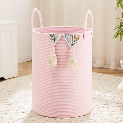 Laundry Basket,Woven Cotton Rope Laundry Hamper,60L for Decorative Storage of Dirty Clothes,Toys and Blankets in Bathroom,Baby Room and Living Room