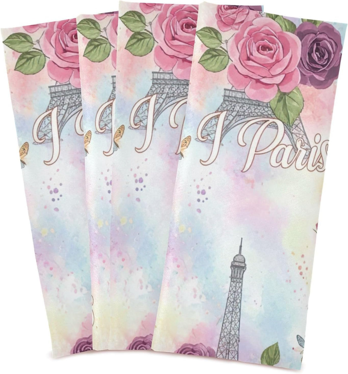 Elegant Love Paris Pink Pastel Kitchen Counter Cloth, 28x18 Inches Absorbent Hand Towels for Kitchen Decorative, Set of 6