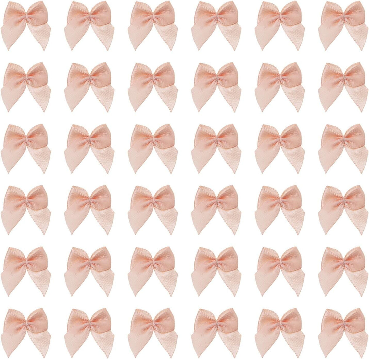 Mini Satin Ribbon Bows Small Craft Sewing Fabric Bows for Christmas Decoration Scrapbook Gift Bags Greeting Invitation Cards Cake Toppers Wedding Party Favor, 25x25mm, 50PCS (Peach Pink)