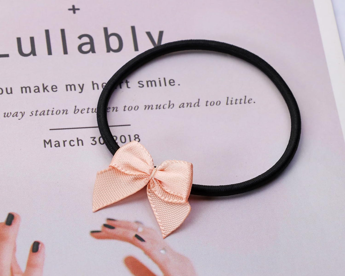 Mini Satin Ribbon Bows Small Craft Sewing Fabric Bows for Christmas Decoration Scrapbook Gift Bags Greeting Invitation Cards Cake Toppers Wedding Party Favor, 25x25mm, 50PCS (Peach Pink)