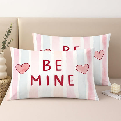 Hearts Throw Pillow Covers Set of 2, Valentine Contemporary Stripes Text Valentine Peach with Hidden Zipper Cushion Covers Pillow for Living Room Bedroom Loft Office Car Decor 20x12 Inch