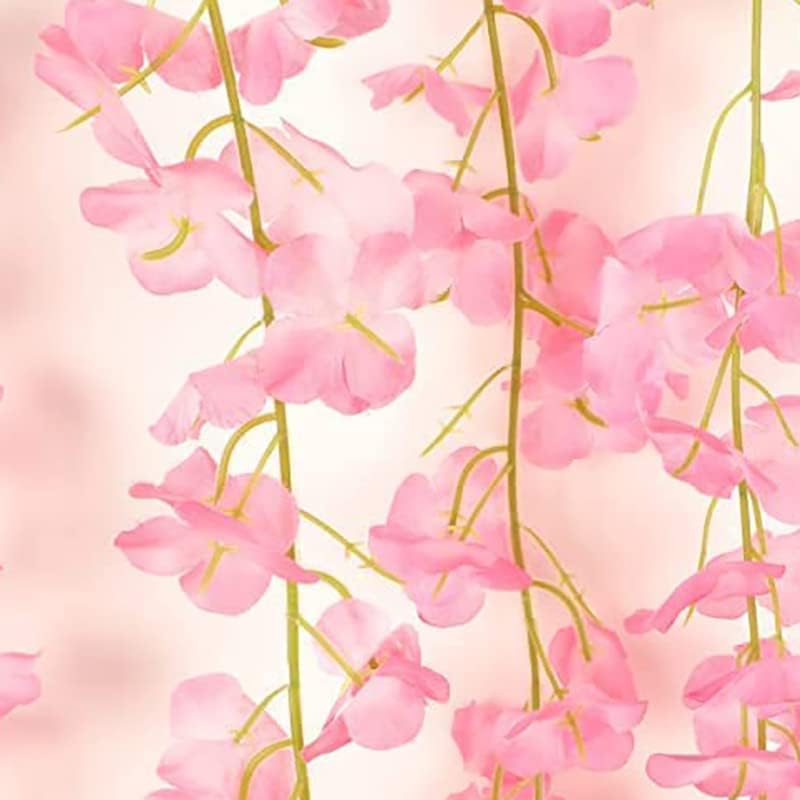 12 Pack Wisteria Flower Vines Garland, 3.75 Feet Artificial Flower Strings, Fake Hanging Flowers, Silk Wisteria Garland Flowers, Wisteria Vine for Wedding, Garden, Wall Decoration (Peach)