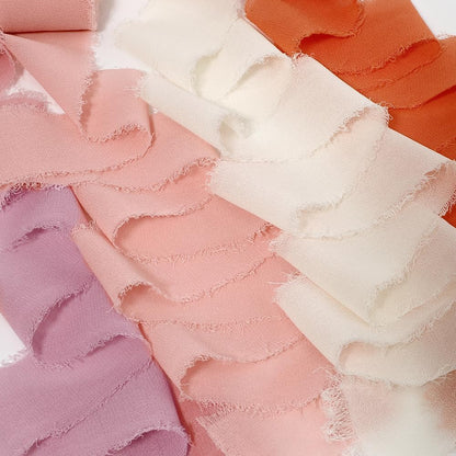 Light Pink and White Chiffon Ribbon Set - 4 Rolls, 1.5 Inch X 22 Yards - Orange, Dusty Pink, Baby Pink, Peach - Christmas Bow Maker for Wedding Decorations