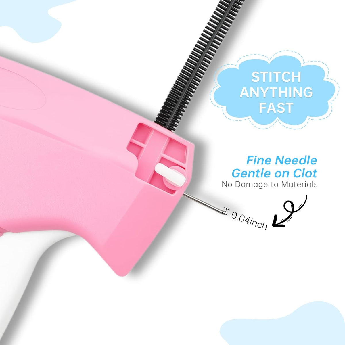 Tagging Gun Fou Clothing - Pink and White Stapler for Clothing Mini Sewing Kit Quick Clothing Fixer Sewing Tool Kits, 2000 Black & 2000 White 5mm Mini Fasteners with 6 Needles