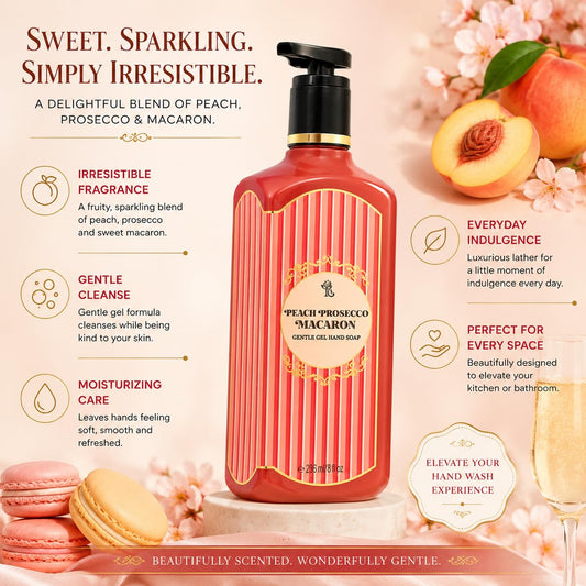 Peach Prosecco Macaron Gentle Gel Hand Soap | 8 Fl Oz | Scented with Natural Essential Oils