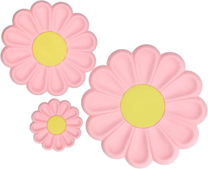 3Pcs Daisy Trivet Mats Insulation Pads 3 Sizes Pot Mats,Pink