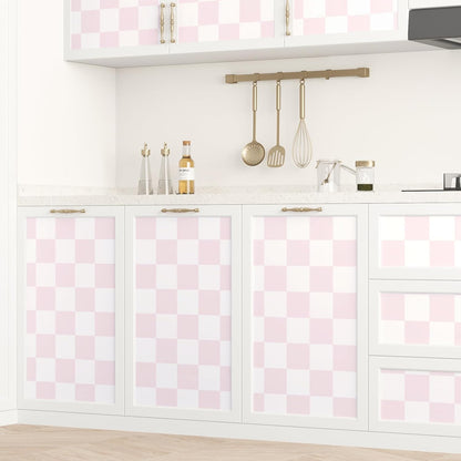 Pink and White Peel and Stick Checkered Wallpaper for Bedroom