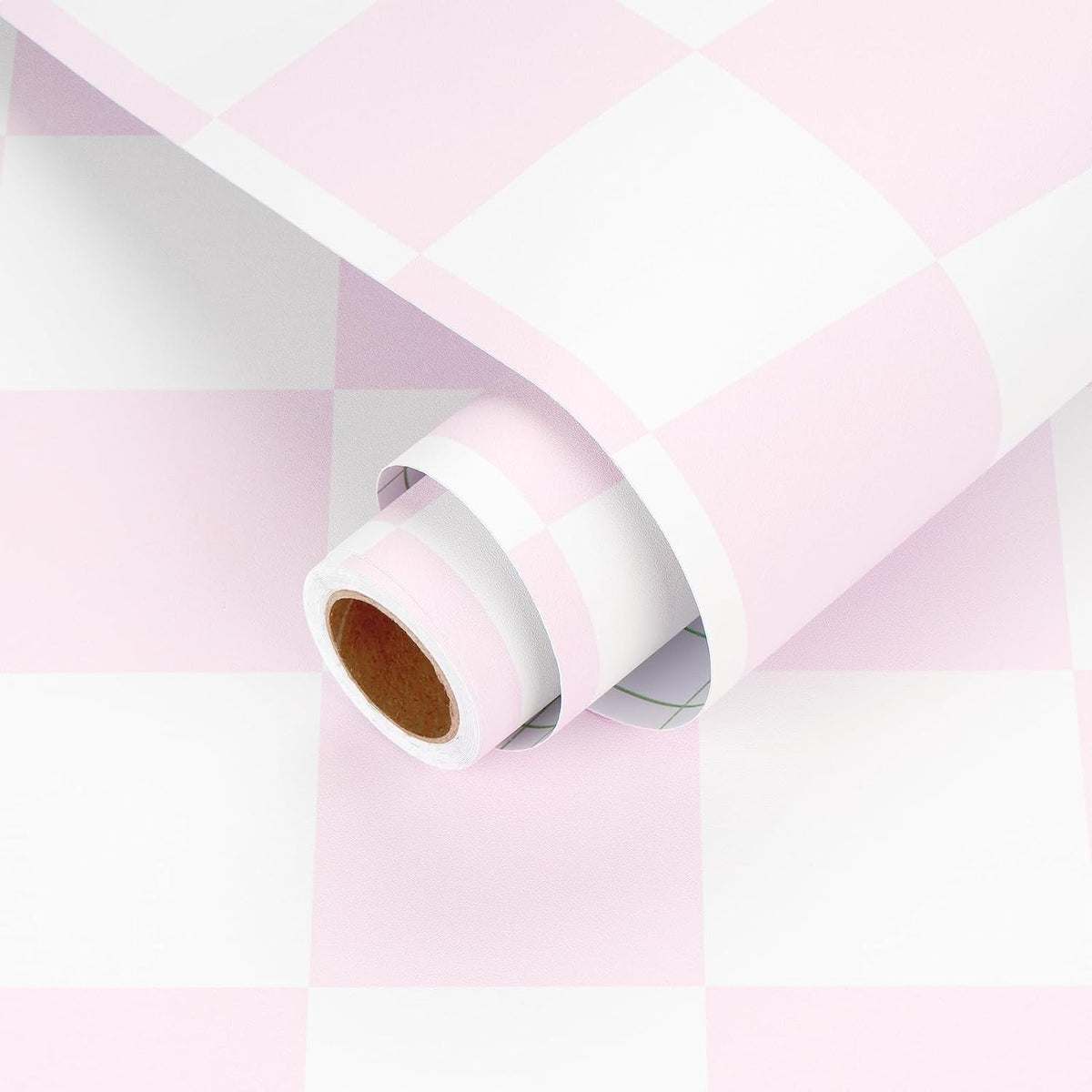 Pink and White Peel and Stick Checkered Wallpaper for Bedroom