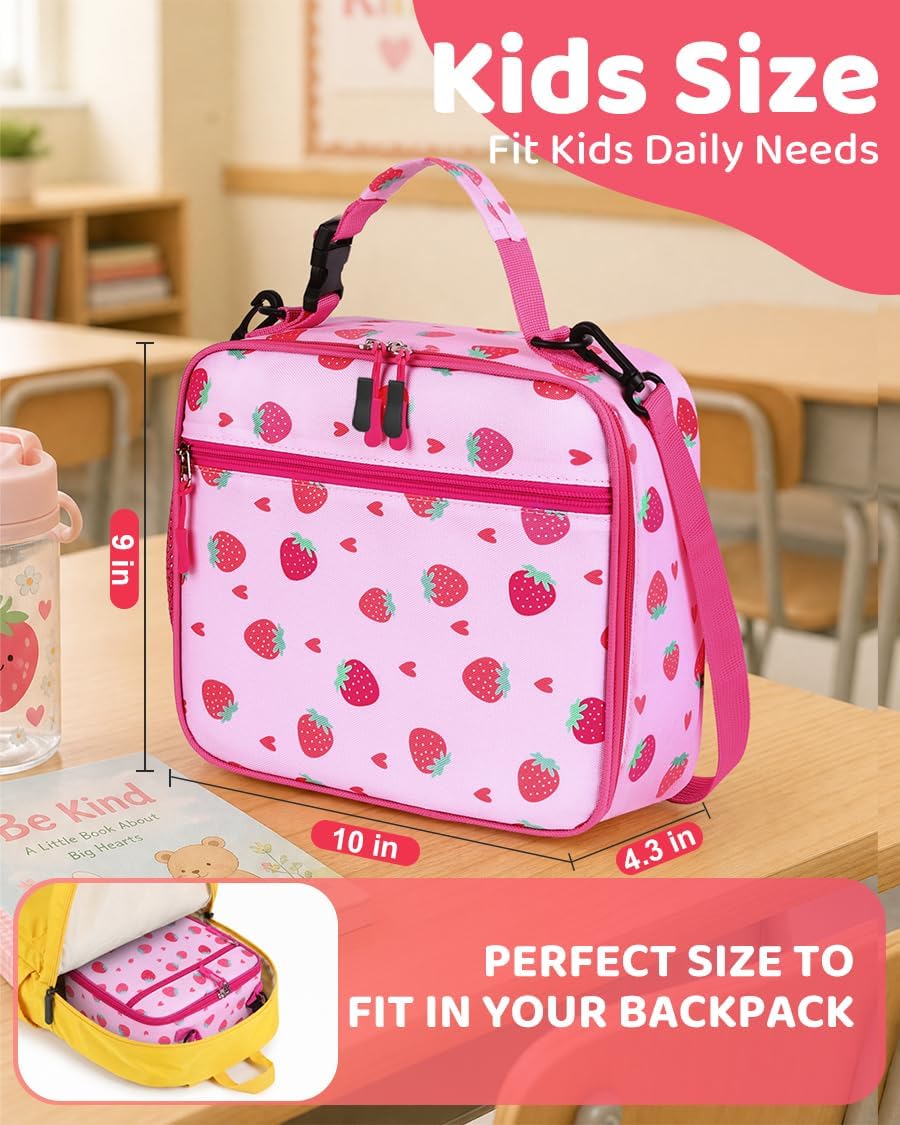 Kids Lunch Box for Girls, Kids Insulated Lunch Bag with Strap