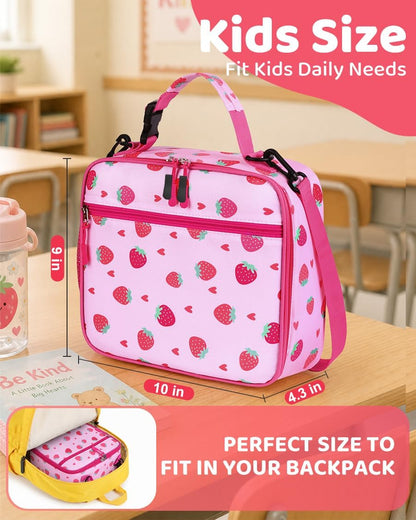 Kids Lunch Box for Girls, Kids Insulated Lunch Bag with Strap