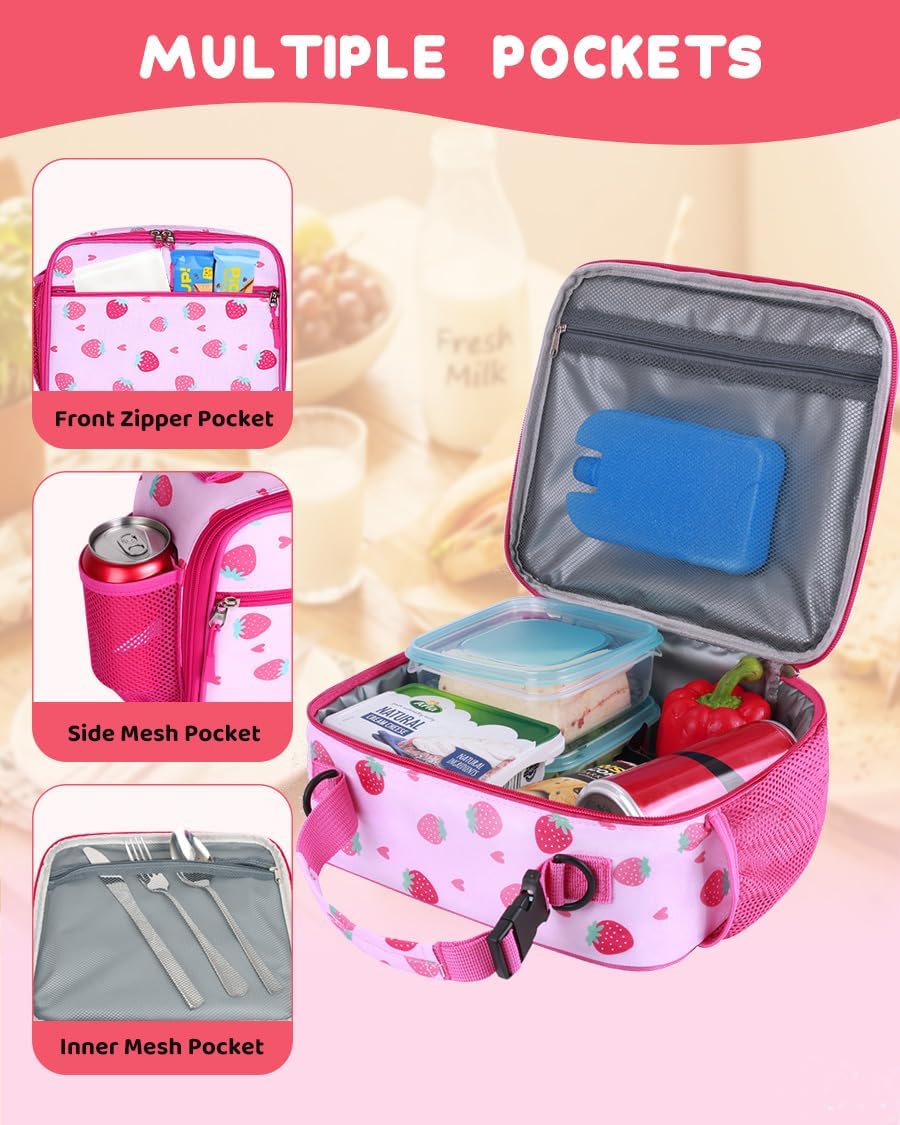Kids Lunch Box for Girls, Kids Insulated Lunch Bag with Strap